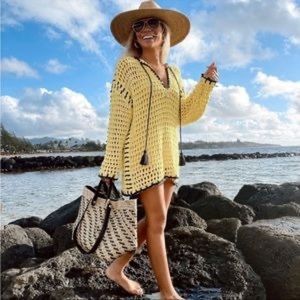 New $69 Zara Knit Yellow Sweater with Contrasting Topstiching 5802/105 Small